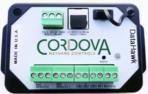 The front of Cordova Methane Controls DataHawk device.